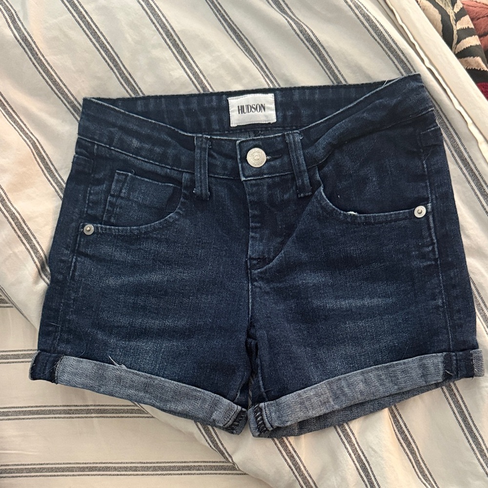 Hudson Jeans Kids Dark Blue Denim Shorts
